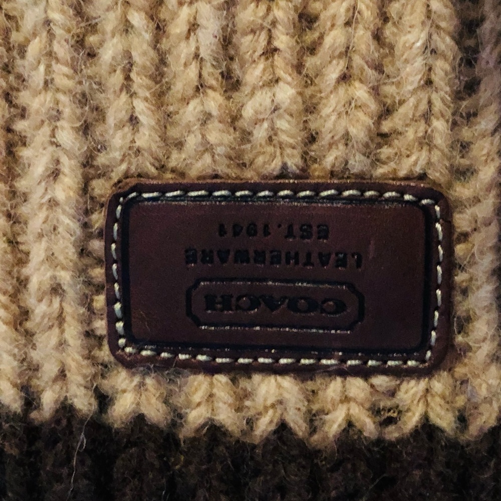 Coach XL knit wool scarf 72” long pic taken while folded  long enough - Picture 2 of 10